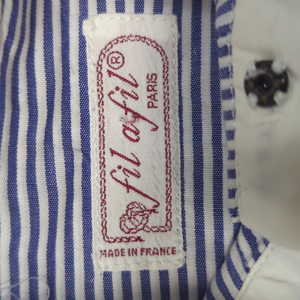 Fil a fil Paris Vintage French Striped Long Sleeve Button Front Shirt - Picture 2 of 9